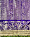 Banarasee Soft Silk Saree With Hand Embroidered Mirror Work Pearl Motifs & Zari Woven Design-Purple