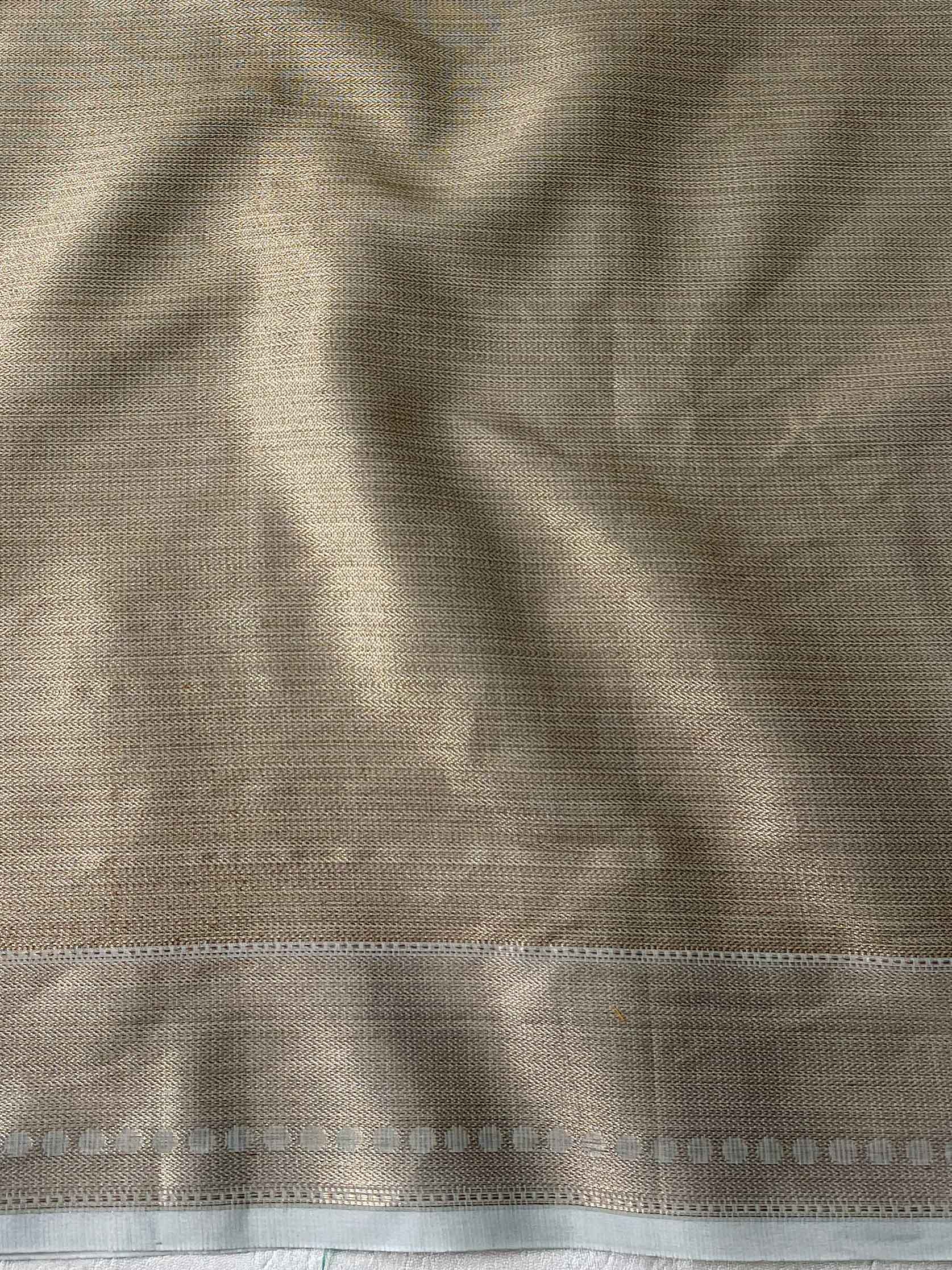 Banarasee Handwoven Pure Silk Cotton Saree With Antique Zari Buti & Border-Grey