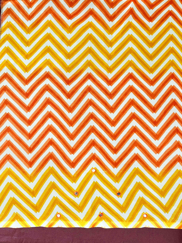 Banarasee Printed Handwork Chiffon Saree-Orange & Yellow