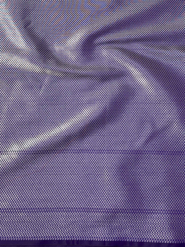 Banarasee Cotton Silk Floral Silver Zari Work Saree-Violet