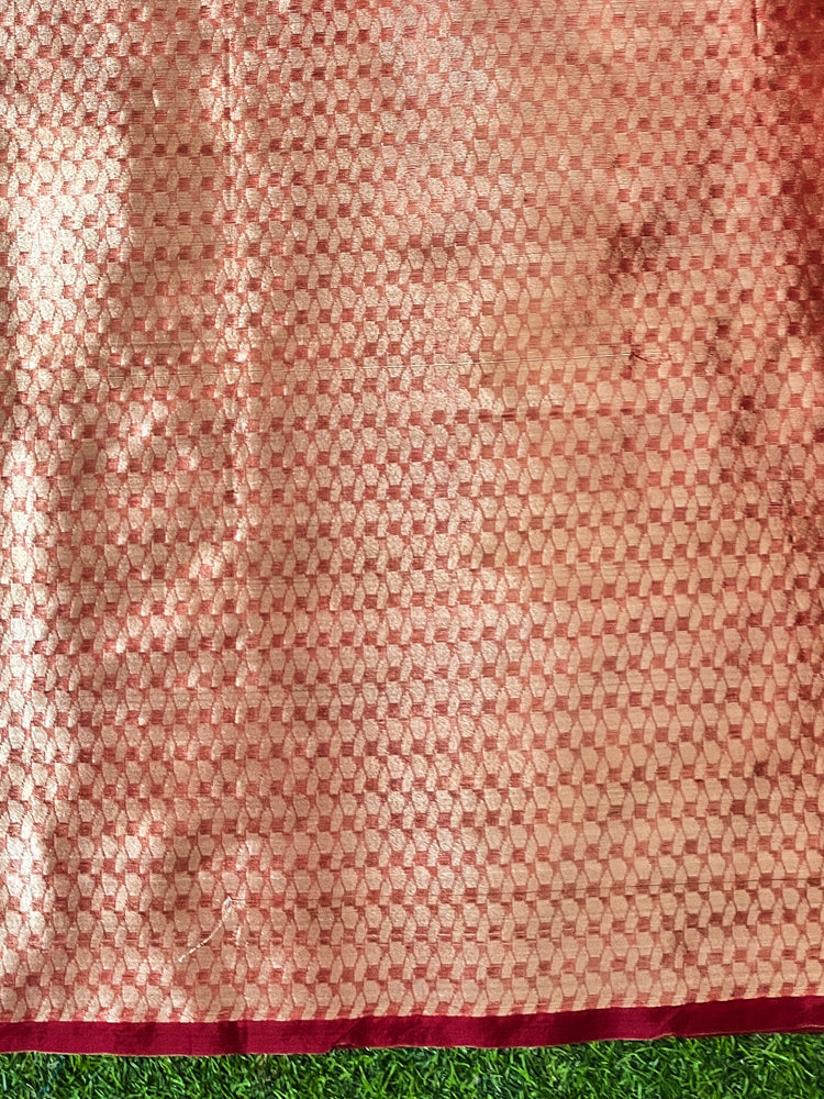 Banarasee Handloom Organza Mix Saree With Zari Woven Design-Maroon