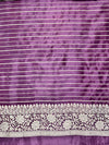 Banarasee Handloom Soft Silk Saree With Zari Buti Design Floral Border & Lace-Mauve