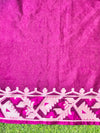 Banarasee Organza Mix Saree With Zari Work & Contrast Border-Blue & Magenta