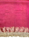 Banarasee Handloom Plain Tissue Saree With Zari Border & Lace-Magenta