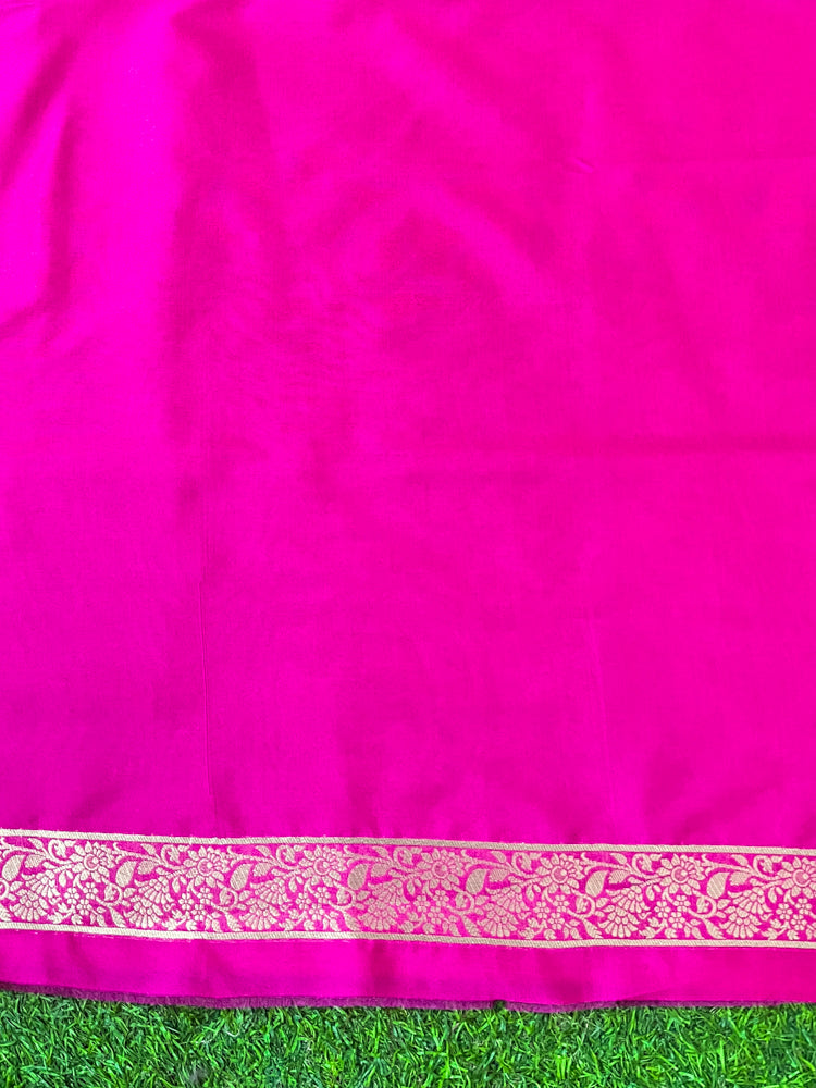 Banarasee Handloom Soft Silk Saree With Zari Buti Design & Border-Pink