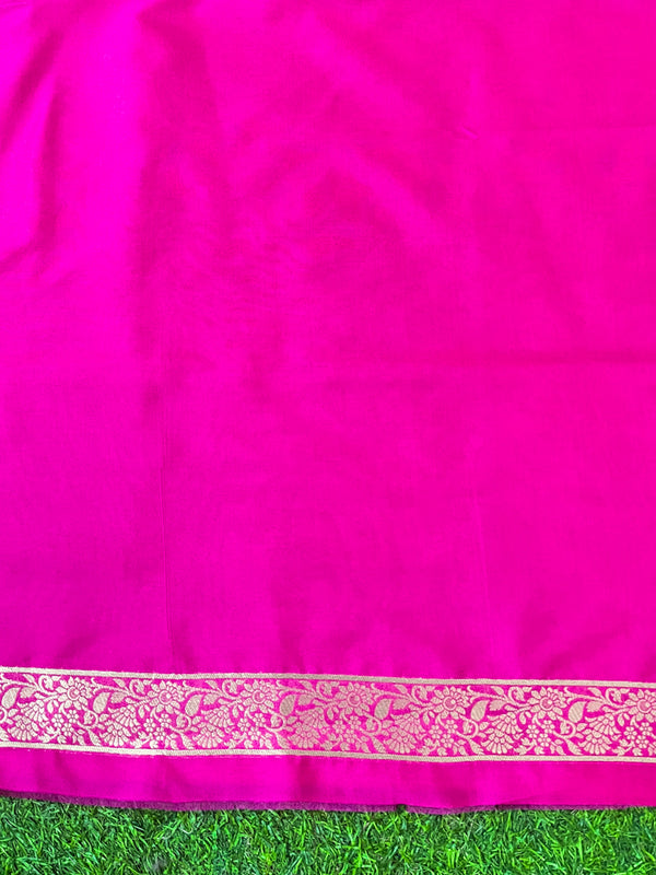Banarasee Handloom Soft Silk Saree With Zari Buti Design & Border-Pink