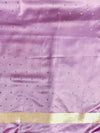 Banarasee Handloom Soft Silk Saree With Diya Design & Ganga Ghat Zari Border-Pastel Pink
