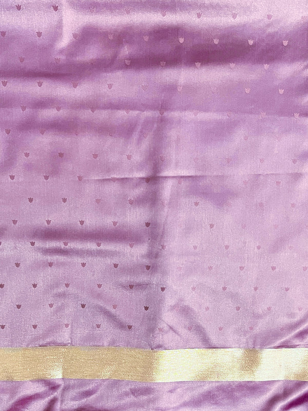 Banarasee Handloom Soft Silk Saree With Diya Design & Ganga Ghat Zari Border-Pastel Pink