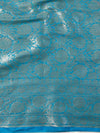 Banarasee Handwoven Semi Silk Saree With Zari & Contrast Border-Red & Blue