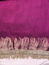 Banarasee Handloom Plain Tissue Saree With Zari Border & Lace-Purple