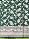 Banarasee Handwoven Georgette Saree With Zari Jaal Design & Border-Deep Green