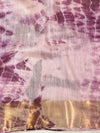 Bhagalpur Cotton Silk Ghichha Work Hand-Dyed Shibori Pattern Saree-Violet & White