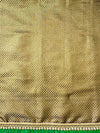 Banarasee Handloom Shimmer Silk Saree With Buti Design Floral Border & Lace-Olive Green