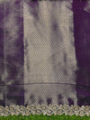 Banarasee Handloom Semi Silk Saree With Zari Buti Design & Lace Border-Purple