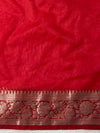 Banarasee Organza Floral Embroidery Sequin Work Saree-Red
