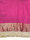 Banarasee Handwoven Tissue Saree With Swarovski Work Zari Border & Lace-Magenta