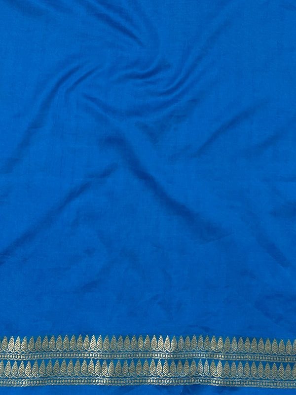 Banarasee Semi-Katan Zari Buta Saree-Black & Blue