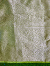 Banarasee Semi Chiffon Saree With Buti Design & Contrast Zari Border-Deep Maroon & Light Green