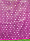 Banarasee Handloom Plain Tissue Saree With Contrast Zari Border & Lace-Cream & Pink