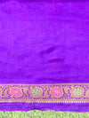 Banarasee Handloom Pure Chiffon Saree With Resham Work-Violet