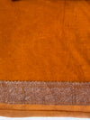 Banarasee Handwoven Georgette Saree With Antique Zari Jaal Design Border & Lace-Mustard Yellow