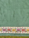 Banarasee Handloom Pure Chiffon Saree With Resham Work-Green