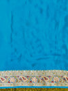 Banarasee Handloom Pure Chiffon Saree With Resham Work-Sky Blue