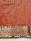 Banarasee Handloom Semi Silk Saree With Buti Design Zari Border & Lace-Orange