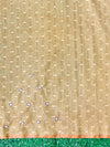 Banarasee Handwoven Semi Silk Shine Saree With Mirror Work-Yellow (Gold Tone)