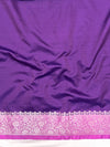 Banarasee Handloom Semi Silk Saree With Zari Design & Contrast Border-Violet