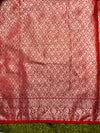 Banarasee Handwoven Georgette Saree With Zari Jaal Design & Border-Red