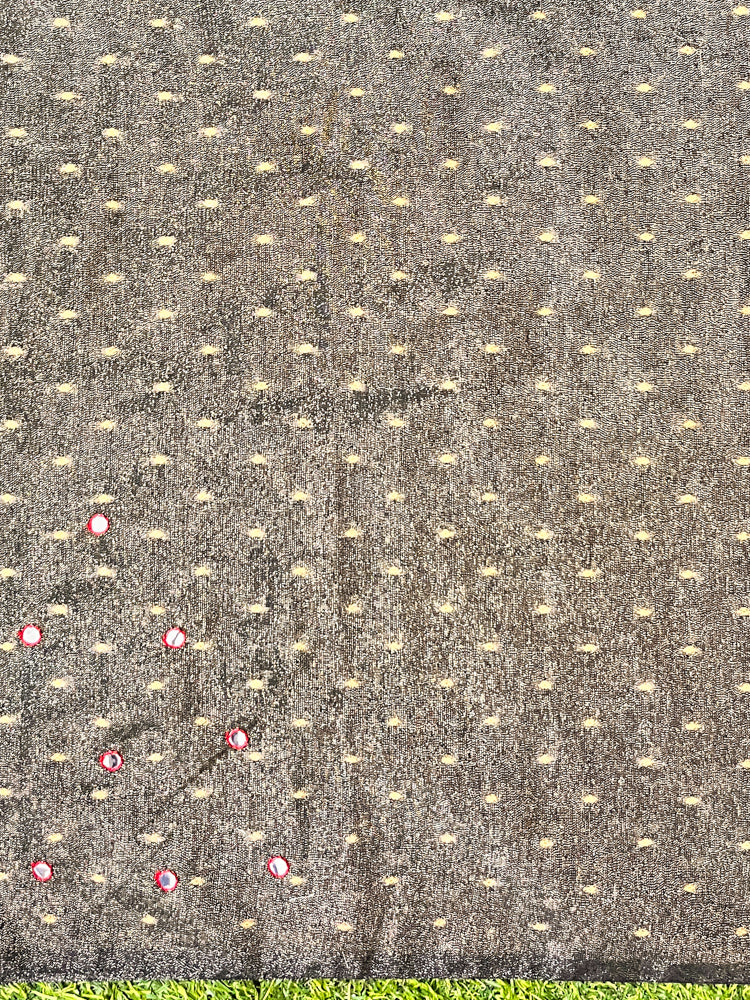 Banarasee Handwoven Semi Silk Shine Saree With Mirror Work-Black (Gold Tone)