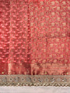 Banarasee Plain Tissue Saree With Swarovski Work Pallu & Zari Lace Border-Red
