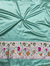 Banarasee Handloom Mashru Silk Saree With Buti Design Meenadar Border & Pallu-Aqua Green