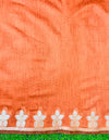 Banarasee Handloom Cotton Silk Saree With Zari Floral Border-Rust