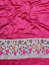 Banarasee Handloom Mashru Silk Saree With Buti Design Meenadar Border & Pallu-Fuchsia Pink