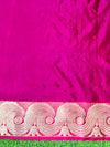 Banarasee Handloom Semi Silk Saree With Digital Printed Design & Zari Woven Border-Pink