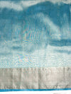 Banarasee Handloom Tissue Saree With Buti Design Zari Border & Lace-Sky Blue