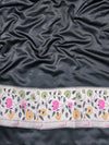 Banarasee Handloom Mashru Silk Saree With Buti Design Meenadar Border & Pallu-Black