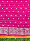 Banarasee Handwoven Chiffon Saree With Zari Buta Work & Contrast Border-Orange