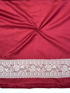 Banarasee Handloom Semi Katan Saree With Zari Buti Design & Contrast Border-Violet & Maroon