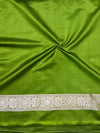 Banarasee Handloom Semi Katan Saree With Zari Buti Design & Contrast Border-Magenta & Green