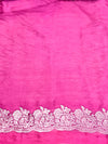 Banarasee Handloom Soft Silk Saree With Zari Buti Design Floral Border & Lace-Pink