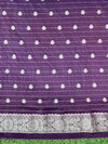 Banarasee Handwoven Chiffon Saree With Polka Dots Design & Border-Violet