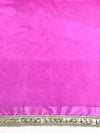 Banarasee Handloom Plain Tissue Saree With Lace Border-Onion Pink