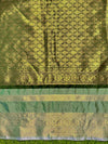Banarasee Handloom Semi Silk Saree With Buti Design & Contrast Zari Border-Green