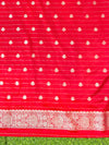 Banarasee Handwoven Chiffon Saree With Polka Dots Design & Border-Red