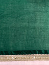 Banarasee Handloom Plain Tissue Saree With Lace Border-Green