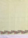 Banarasee Handloom Soft Tissue Shine Saree With Resham Floral Border-Light Yellow