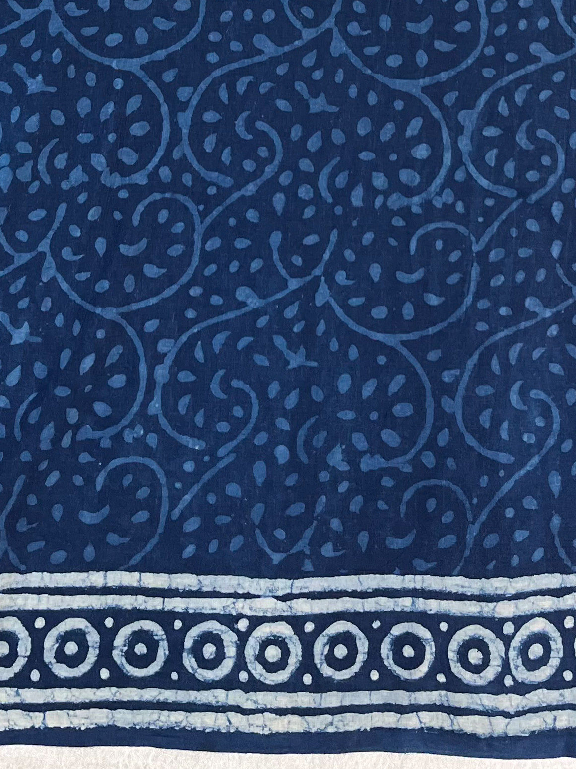 Handloom Mul Cotton Hand-Block Print Saree-Blue